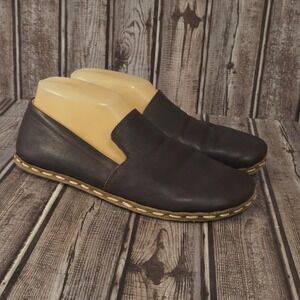 Sz 8.5 Womens Nefes Handmade Dark Brown Leather Slip On Barefoot Loafers VGUC